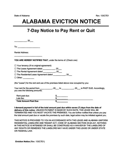 Eviction Notice Template Alabama